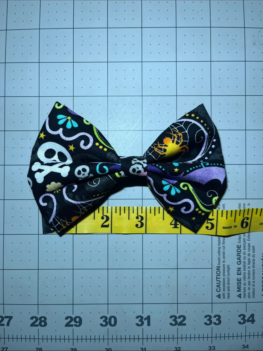 Kids Halloween Skull & Spider Bow Hair Clip - Black
